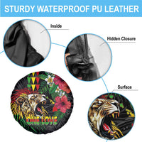 Hawaiian One Love Spare Tire Cover Reggae Lion Tropical Plants and Kakau with Tribal Pattern LT03 - Polynesian Pride