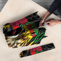 Hawaiian One Love Umbrella Reggae Lion Tropical Plants and Kakau with Tribal Pattern LT03 - Polynesian Pride