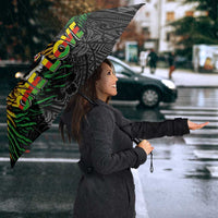 Hawaiian One Love Umbrella Reggae Lion Tropical Plants and Kakau with Tribal Pattern LT03 - Polynesian Pride