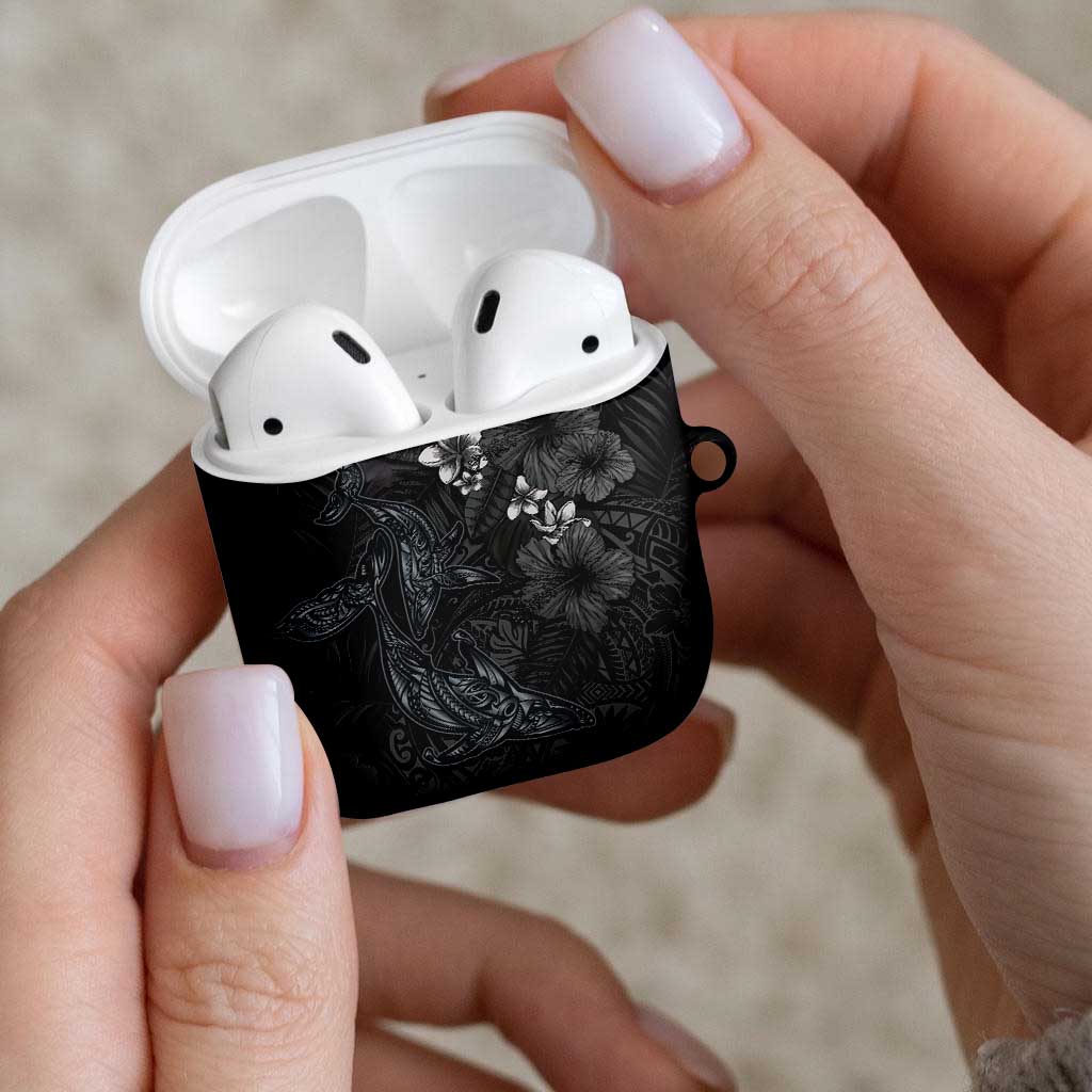 Hawaiian Tropical Plants and Tribal Whales AirPods Case Polynesian Art Tattoo Grayscale LT03 - Polynesian Pride
