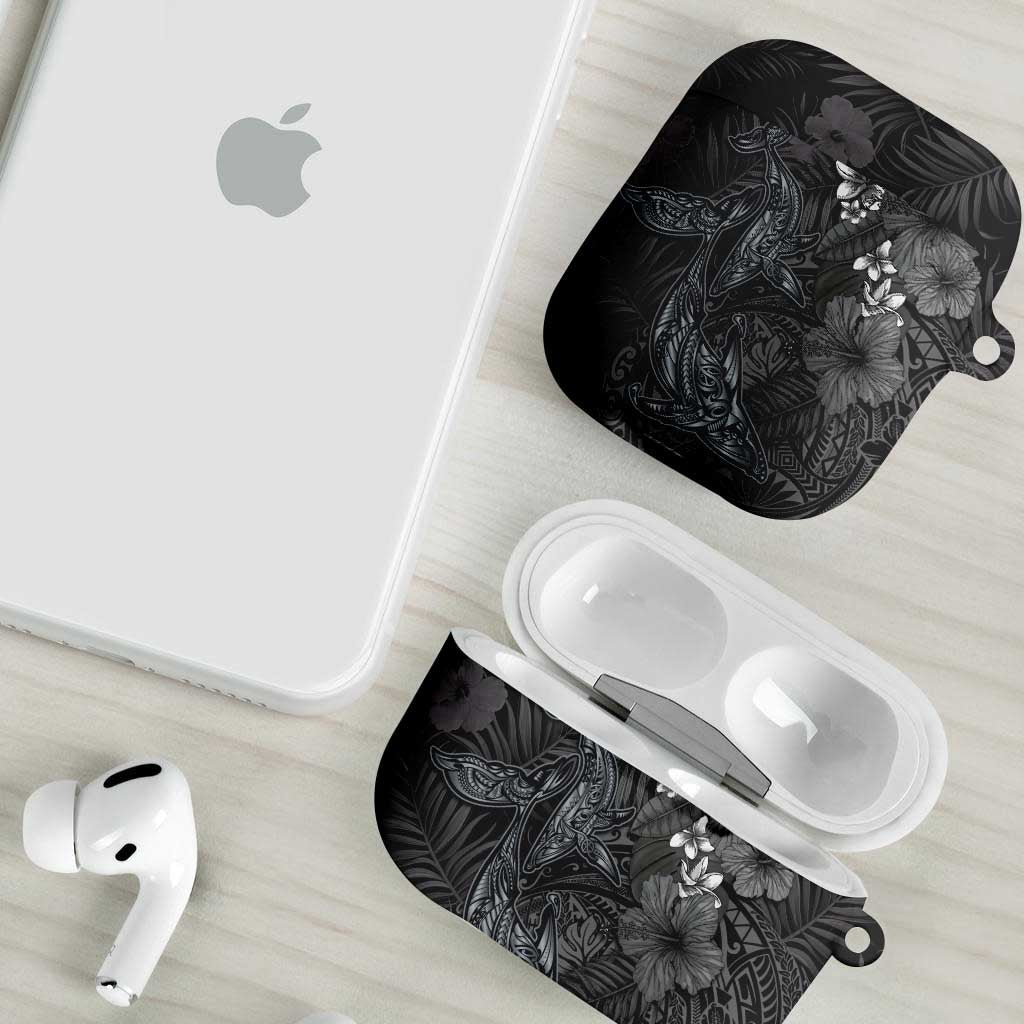 Hawaiian Tropical Plants and Tribal Whales AirPods Case Polynesian Art Tattoo Grayscale LT03 - Polynesian Pride