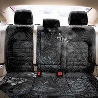 Hawaiian Tropical Plants and Tribal Whales Back Car Seat Cover Polynesian Art Tattoo Grayscale
