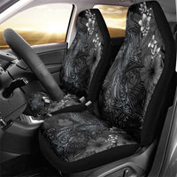 Hawaiian Tropical Plants and Tribal Whales Car Seat Cover Polynesian Art Tattoo Grayscale LT03 - Polynesian Pride