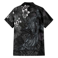 Hawaiian Tropical Plants and Tribal Whales Family Matching Summer Maxi Dress and Hawaiian Shirt Polynesian Art Tattoo Grayscale LT03 - Polynesian Pride