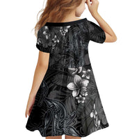 Hawaiian Tropical Plants and Tribal Whales Family Matching Tank Maxi Dress and Hawaiian Shirt Polynesian Art Tattoo Grayscale LT03 - Polynesian Pride