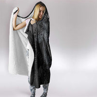 Hawaiian Tropical Plants and Tribal Whales Hooded Blanket Polynesian Art Tattoo Grayscale LT03 - Polynesian Pride