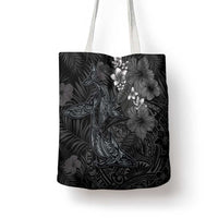 Hawaiian Tropical Plants and Tribal Whales Tote Bag Polynesian Art Tattoo Grayscale LT03 - Polynesian Pride