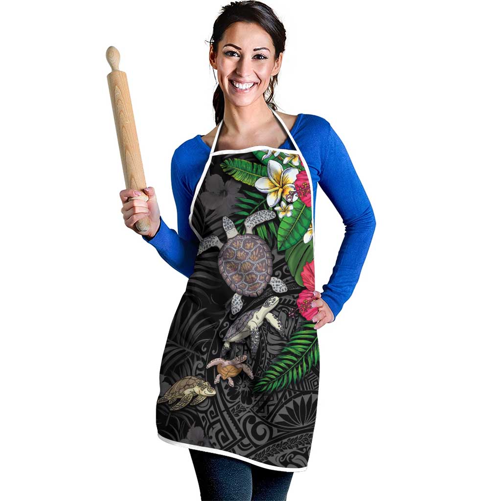Hawaiian Tropical Plants and Turtles Apron Polynesian Art Motifs