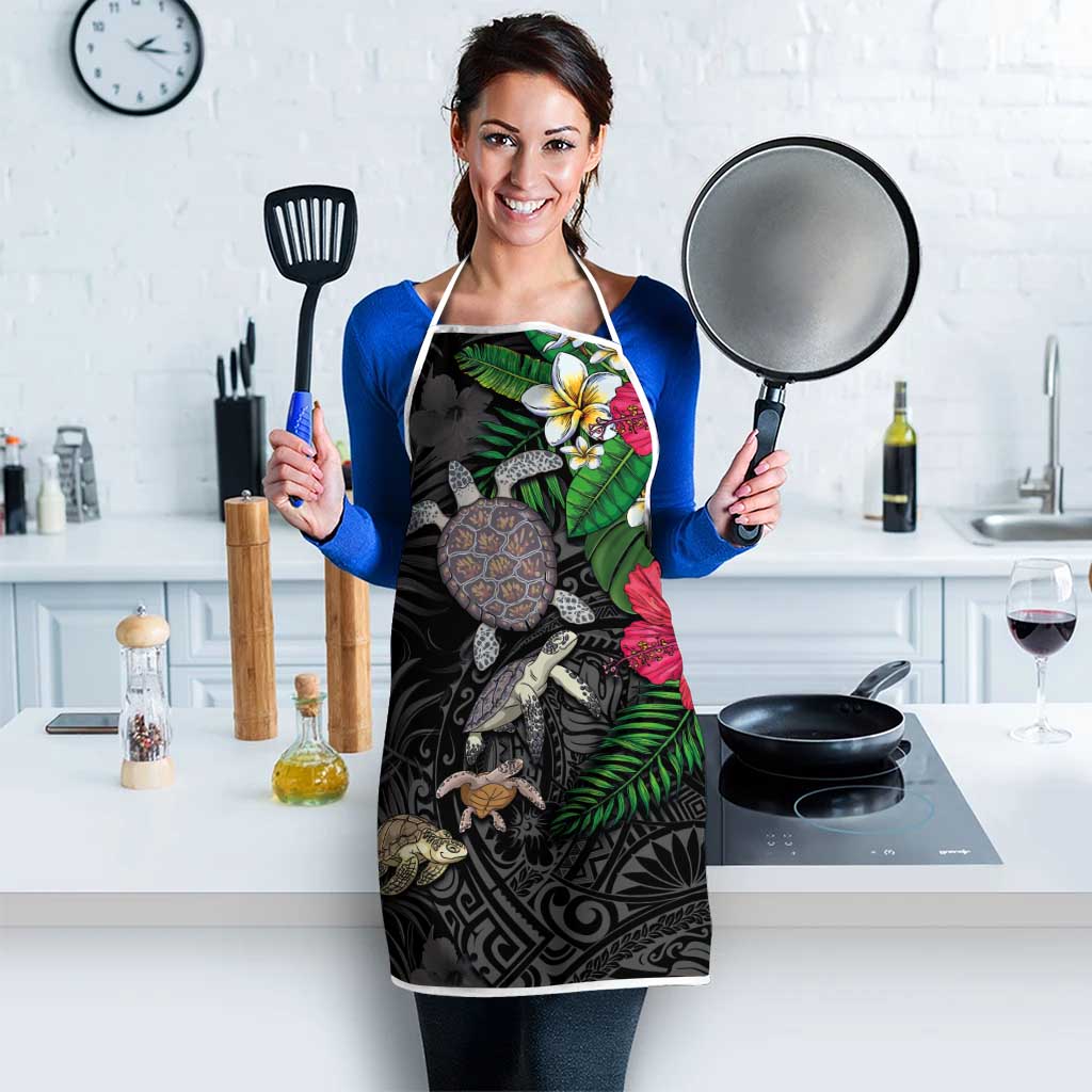 Hawaiian Tropical Plants and Turtles Apron Polynesian Art Motifs