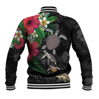 Hawaiian Tropical Plants and Turtles Baseball Jacket Polynesian Art Motifs