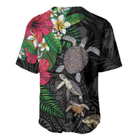 Hawaiian Tropical Plants and Turtles Baseball Jersey Polynesian Art Motifs