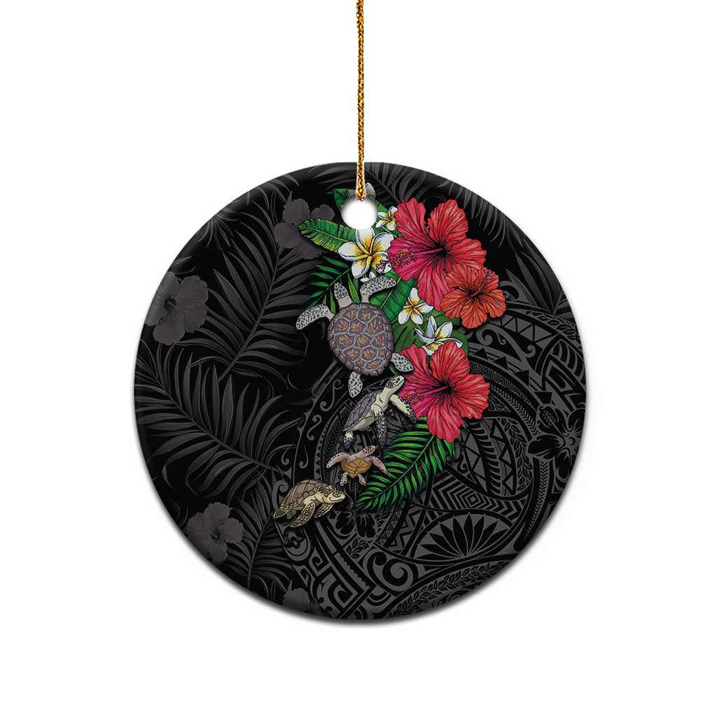 Hawaiian Tropical Plants and Turtles Ceramic Ornament Polynesian Art Motifs
