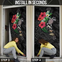 Hawaiian Tropical Plants and Turtles Door Cover Polynesian Art Motifs