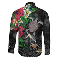 Hawaiian Tropical Plants and Turtles Family Matching Mermaid Dress and Hawaiian Shirt Polynesian Art Motifs LT03 - Polynesian Pride