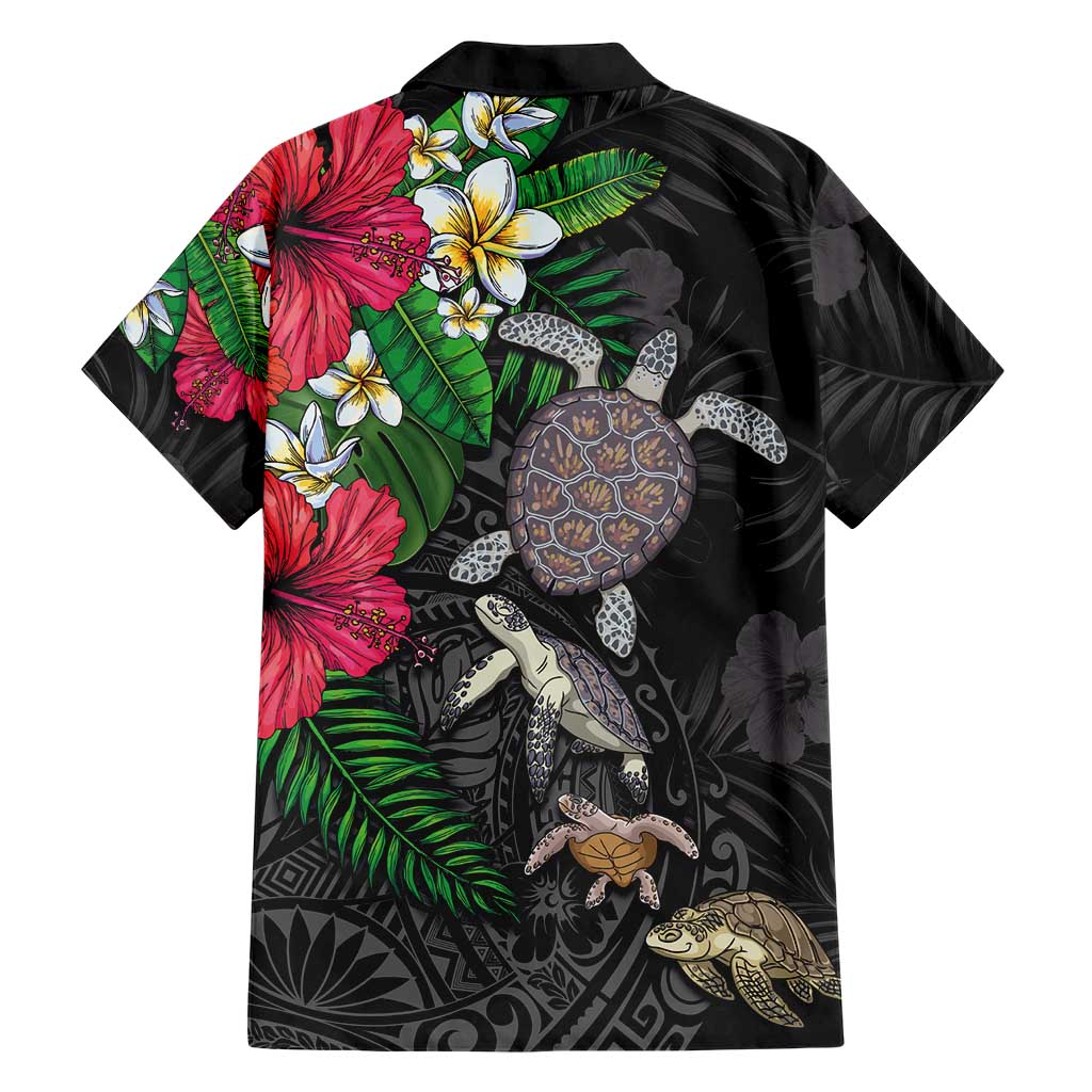 Hawaiian Tropical Plants and Turtles Family Matching Off Shoulder Maxi Dress and Hawaiian Shirt Polynesian Art Motifs LT03 - Polynesian Pride