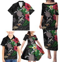 Hawaiian Tropical Plants and Turtles Family Matching Puletasi and Hawaiian Shirt Polynesian Art Motifs LT03 - Polynesian Pride