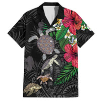 Hawaiian Tropical Plants and Turtles Hawaiian Shirt Polynesian Art Motifs