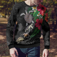 Hawaiian Tropical Plants and Turtles Ugly Christmas Sweater Polynesian Art Motifs