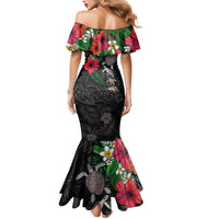 Hawaiian Tropical Plants and Turtles Mermaid Dress Polynesian Art Motifs