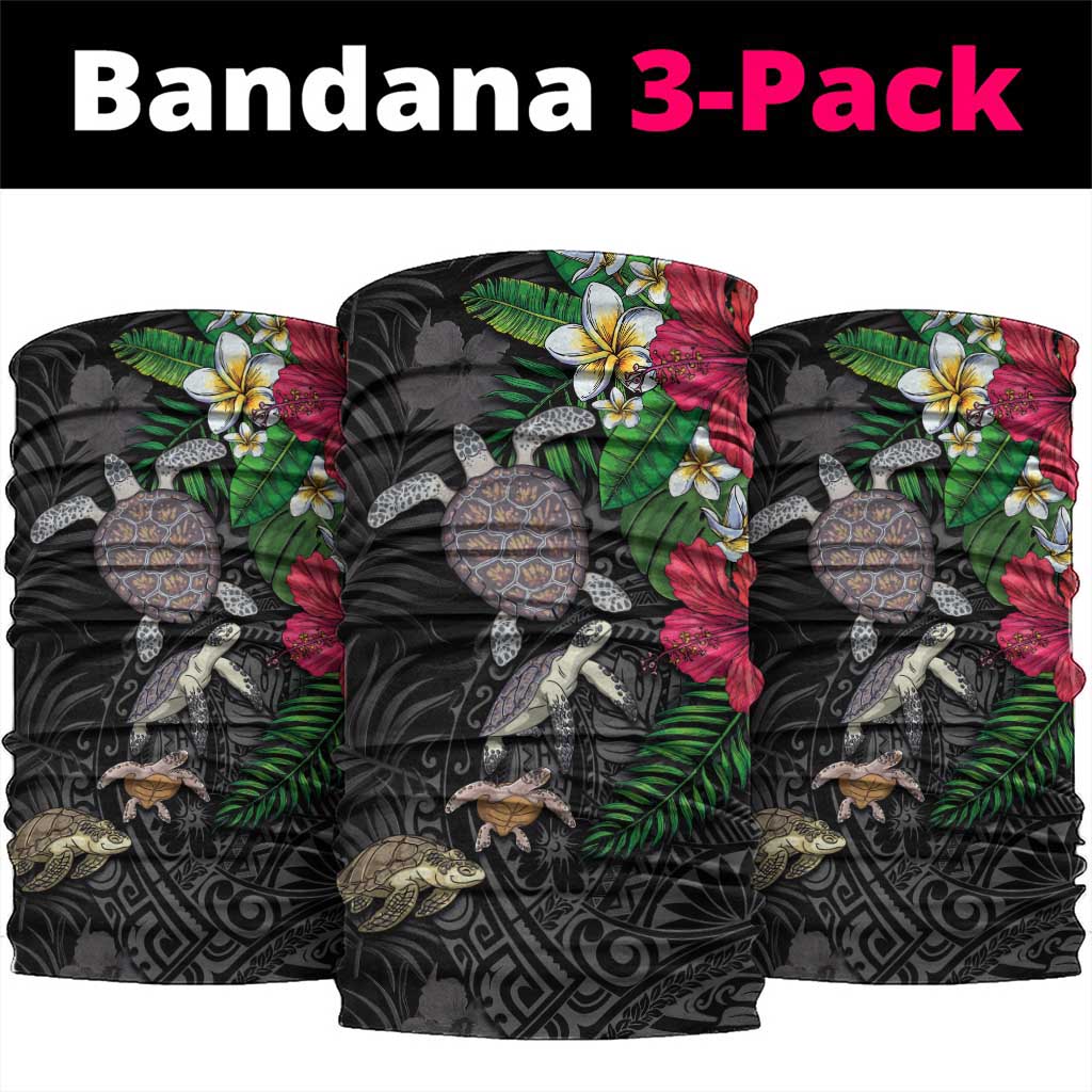 Hawaiian Tropical Plants and Turtles Neck Gaiter Polynesian Art Motifs LT03 package One Size: 25*50cm Black - Polynesian Pride