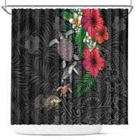 Hawaiian Tropical Plants and Turtles Shower Curtain Polynesian Art Motifs