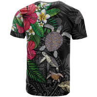 Hawaiian Tropical Plants and Turtles T Shirt Polynesian Art Motifs