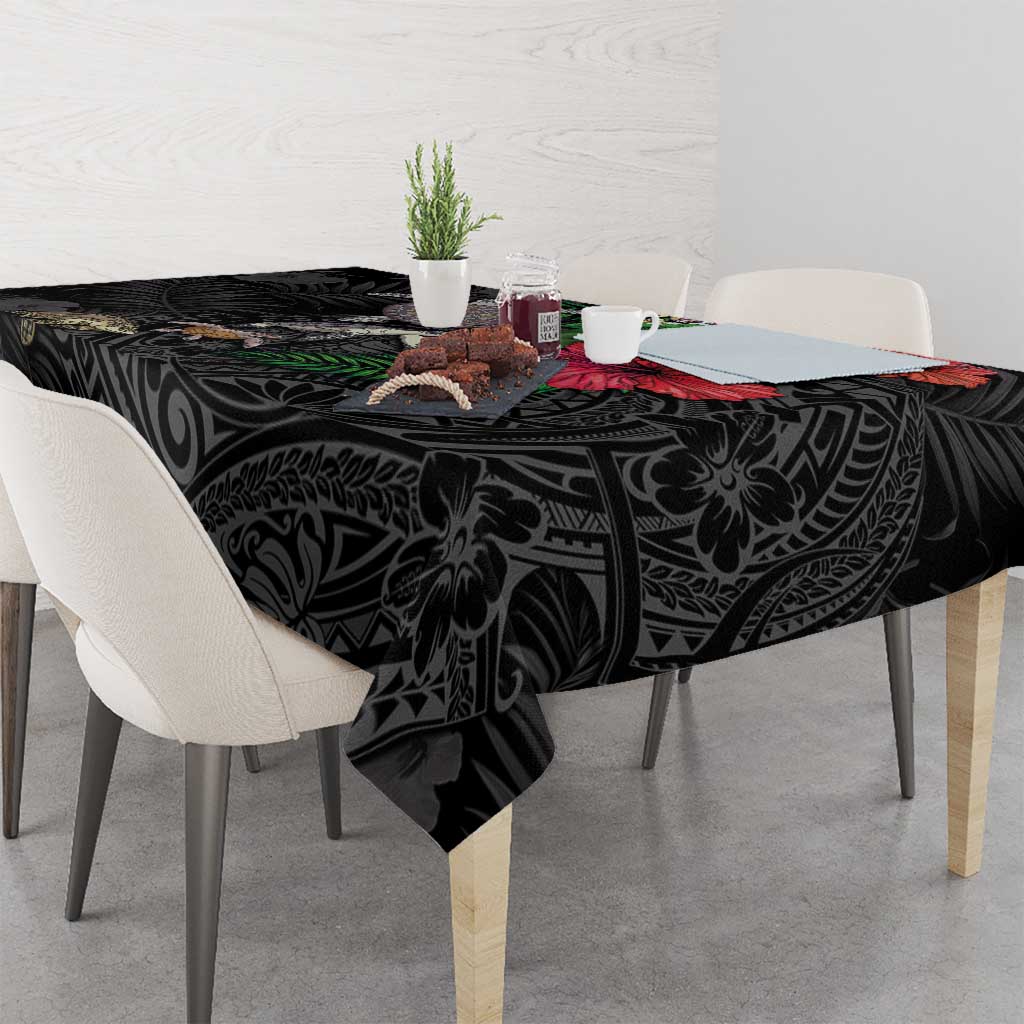 Hawaiian Tropical Plants and Turtles Tablecloth Polynesian Art Motifs