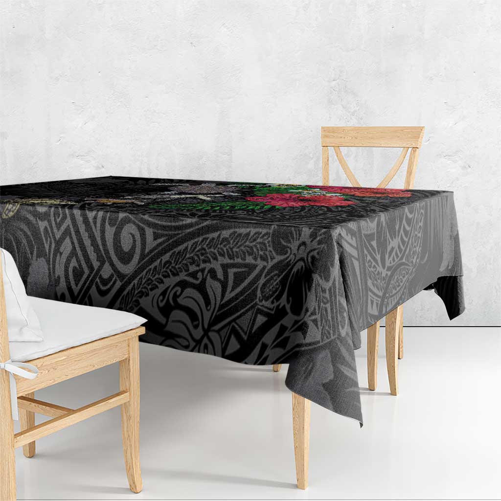 Hawaiian Tropical Plants and Turtles Tablecloth Polynesian Art Motifs