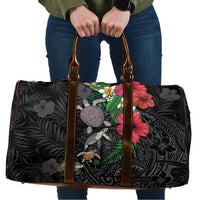 Hawaiian Tropical Plants and Turtles Travel Bag Polynesian Art Motifs LT03 Black - Polynesian Pride