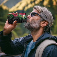 Hawaiian Tropical Plants 4 in 1 Can Cooler Tumbler Kakau Tattoo and Polynesian Pattern Half Black Color