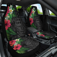 Hawaiian Tropical Plants Car Seat Cover Kakau Tattoo and Polynesian Pattern Half Black Color LT03 One Size Black - Polynesian Pride