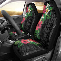 Hawaiian Tropical Plants Car Seat Cover Kakau Tattoo and Polynesian Pattern Half Black Color LT03 - Polynesian Pride