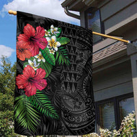 Hawaiian Tropical Plants Garden Flag Kakau Tattoo and Polynesian Pattern Half Black Color LT03 - Polynesian Pride