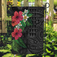Hawaiian Tropical Plants Garden Flag Kakau Tattoo and Polynesian Pattern Half Black Color LT03 Garden Flag Black - Polynesian Pride
