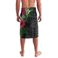 Hawaiian Tropical Plants Lavalava Kakau Tattoo and Polynesian Pattern Half Black Color