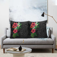 Hawaiian Tropical Plants Pillow Cover Kakau Tattoo and Polynesian Pattern Half Black Color LT03 - Polynesian Pride