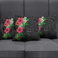 Hawaiian Tropical Plants Pillow Cover Kakau Tattoo and Polynesian Pattern Half Black Color LT03 - Polynesian Pride