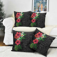 Hawaiian Tropical Plants Pillow Cover Kakau Tattoo and Polynesian Pattern Half Black Color LT03 - Polynesian Pride
