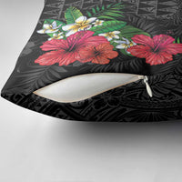 Hawaiian Tropical Plants Pillow Cover Kakau Tattoo and Polynesian Pattern Half Black Color LT03 - Polynesian Pride