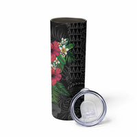 Hawaiian Tropical Plants Skinny Tumbler Kakau Tattoo and Polynesian Pattern Half Black Color LT03 - Polynesian Pride