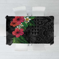 Hawaiian Tropical Plants Tablecloth Kakau Tattoo and Polynesian Pattern Half Black Color LT03 Black - Polynesian Pride