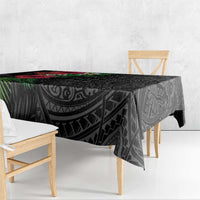 Hawaiian Tropical Plants Tablecloth Kakau Tattoo and Polynesian Pattern Half Black Color LT03 - Polynesian Pride
