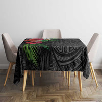 Hawaiian Tropical Plants Tablecloth Kakau Tattoo and Polynesian Pattern Half Black Color LT03 - Polynesian Pride