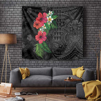 Hawaiian Tropical Plants Tapestry Kakau Tattoo and Polynesian Pattern Half Black Color