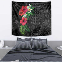 Hawaiian Tropical Plants Tapestry Kakau Tattoo and Polynesian Pattern Half Black Color