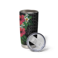 Hawaiian Tropical Plants Tumbler Cup Kakau Tattoo and Polynesian Pattern Half Black Color LT03 - Polynesian Pride