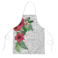 Hawaiian Tropical Plants Apron Kakau Tattoo and Polynesian Pattern Half White Color LT03 White - Polynesian Pride