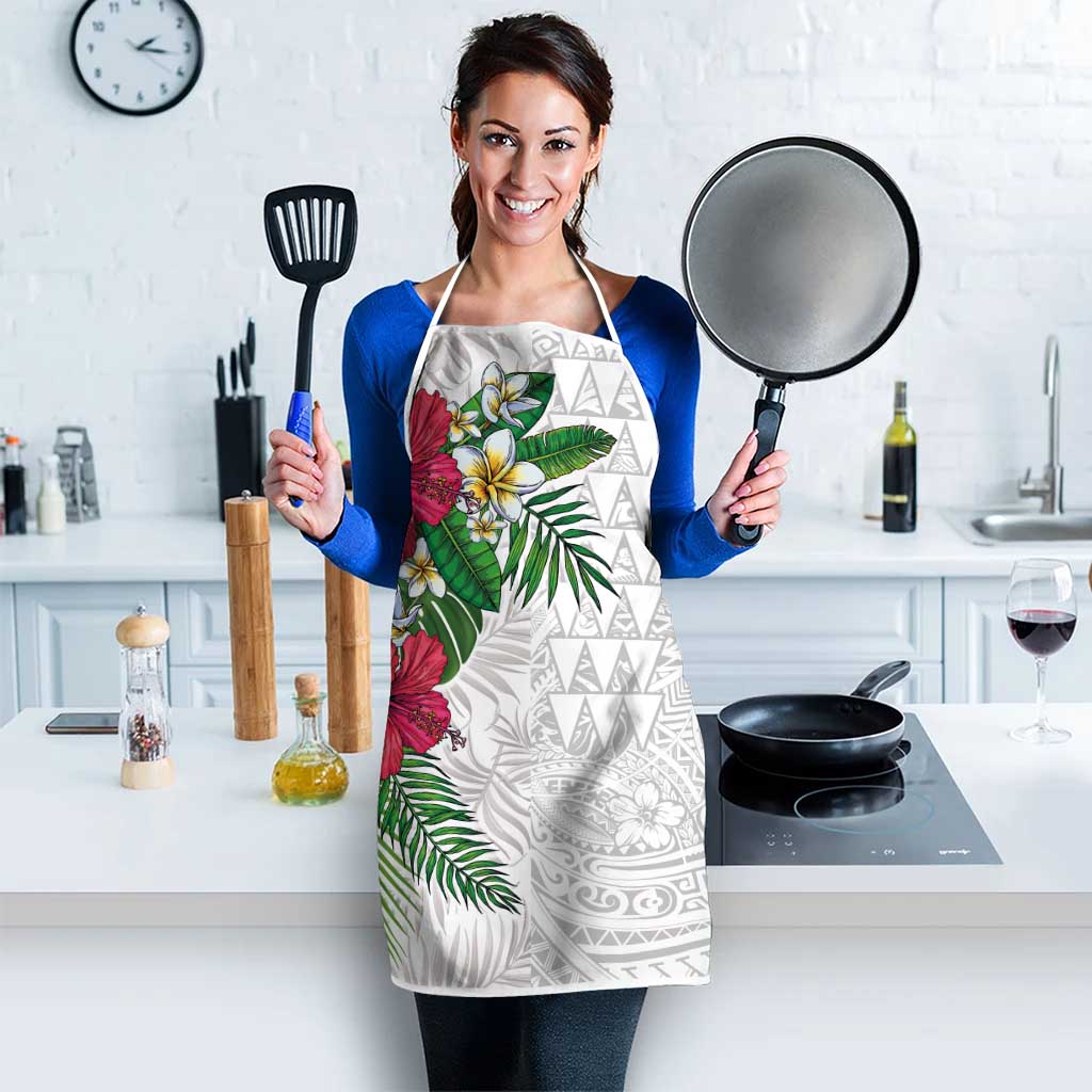 Hawaiian Tropical Plants Apron Kakau Tattoo and Polynesian Pattern Half White Color LT03 - Polynesian Pride