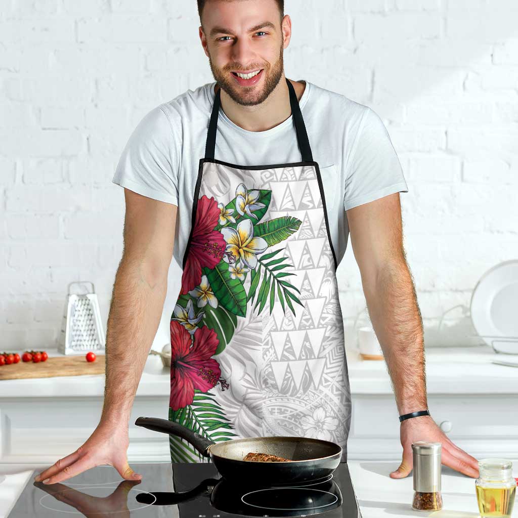Hawaiian Tropical Plants Apron Kakau Tattoo and Polynesian Pattern Half White Color LT03 - Polynesian Pride