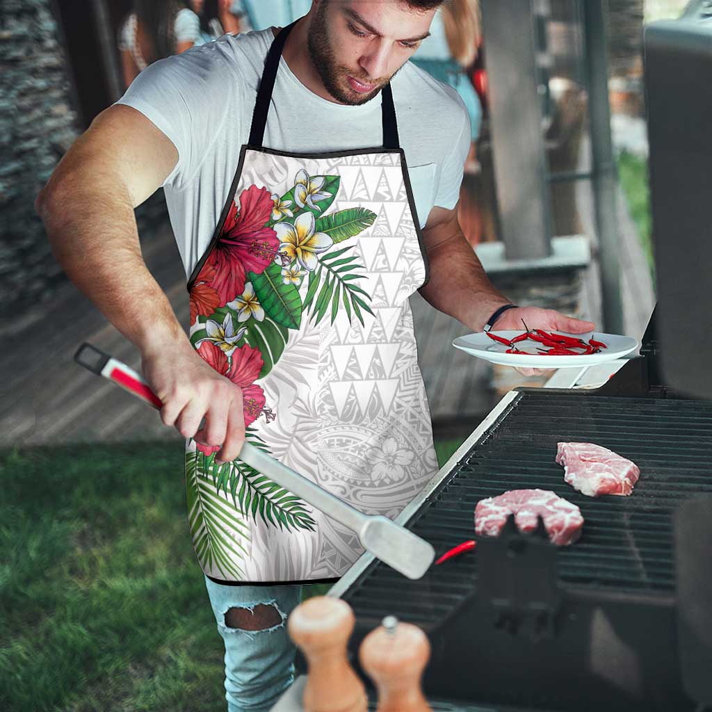 Hawaiian Tropical Plants Apron Kakau Tattoo and Polynesian Pattern Half White Color LT03 - Polynesian Pride